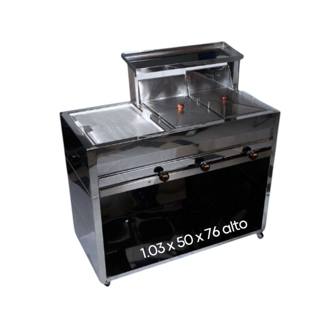 MODULO DOBLE FREIDOR CON PLANCHA ACERO INOX