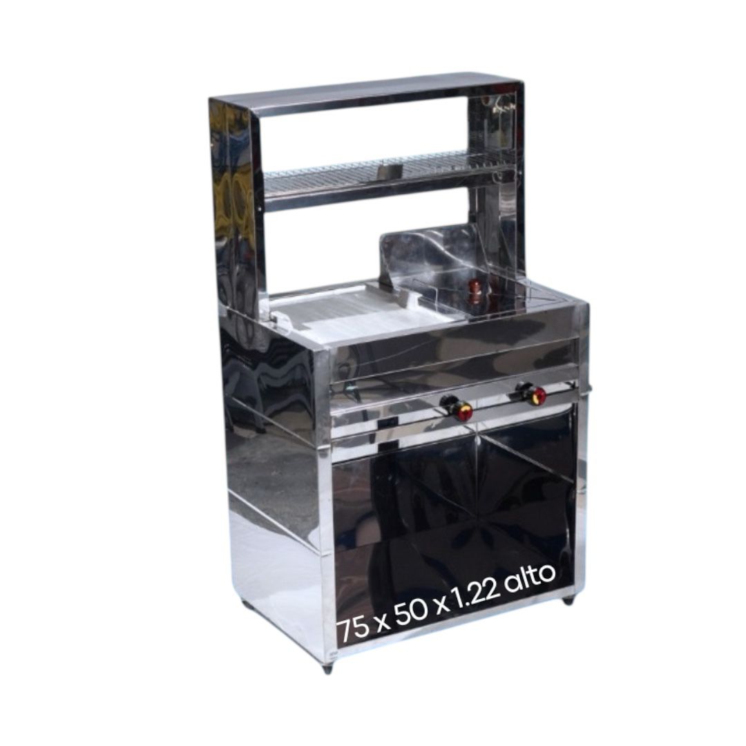 MODULO FREIDOR CON PLANCHA Y VITRINA EN ACERO INOX