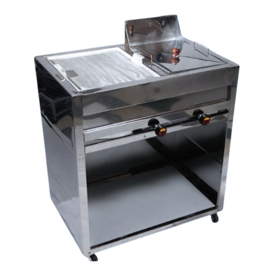 MODULO FREIDOR CON PLANCHA EN ACERO INOX.