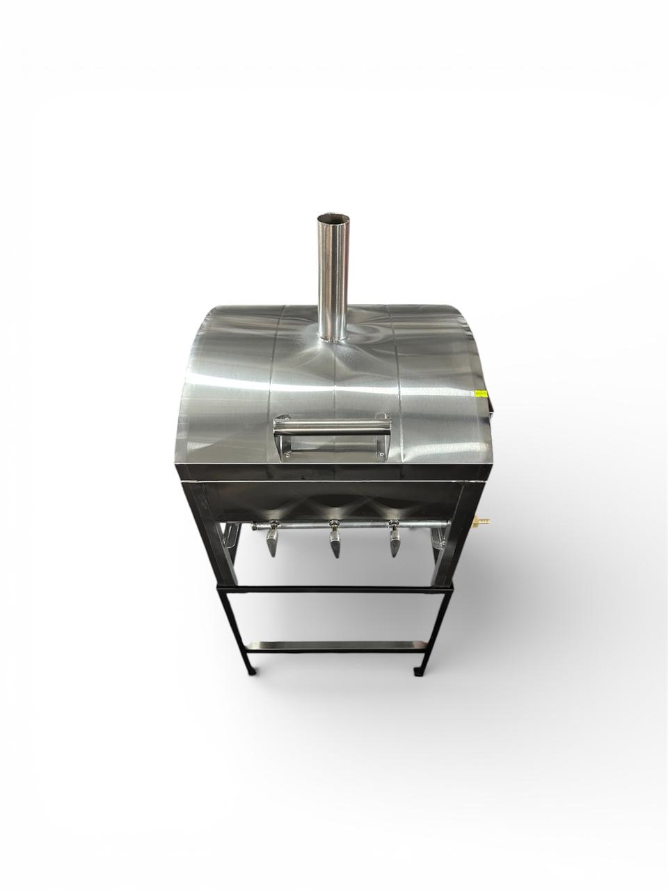 ASADOR TIPO AHUMADOR EN ACERO INOXIDABLE